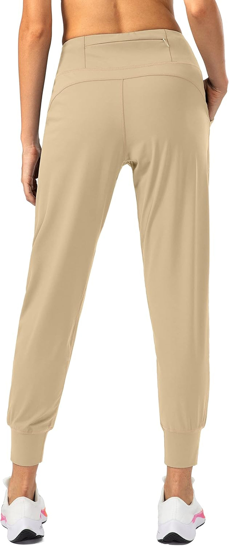 Elevate Your Workout with Soothfeel Women's High Waisted Joggers Featuring Zipper Pockets in Khaki