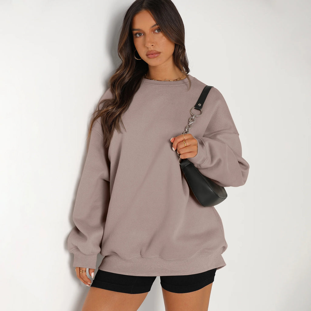 Chic Oversized Crewneck Sweatshirt for Women - Y2K Inspired Casual Pullover for Fall & Winter Fashion