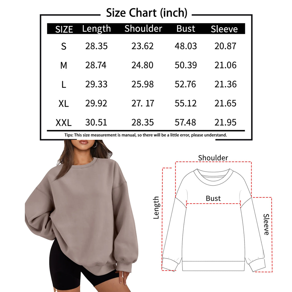 Chic Oversized Crewneck Sweatshirt for Women - Y2K Inspired Casual Pullover for Fall & Winter Fashion