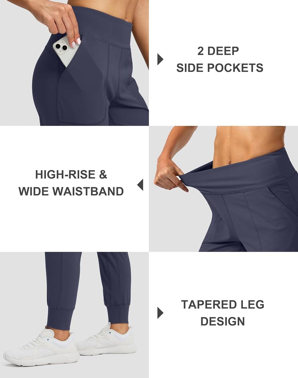 Women'S Joggers with Zipper Pockets Petite/Regular/Tall High Waisted Athletic Workout Yoga Pants Joggers for Women