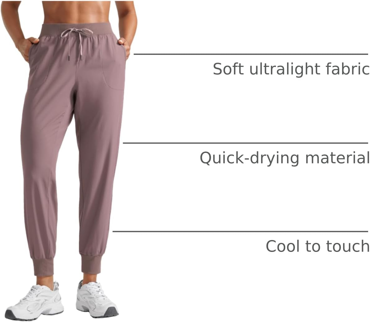 Women'S Lightweight Workout Joggers 27.5" - Travel Casual Outdoor Running Athletic Track Hiking Pants with Pockets