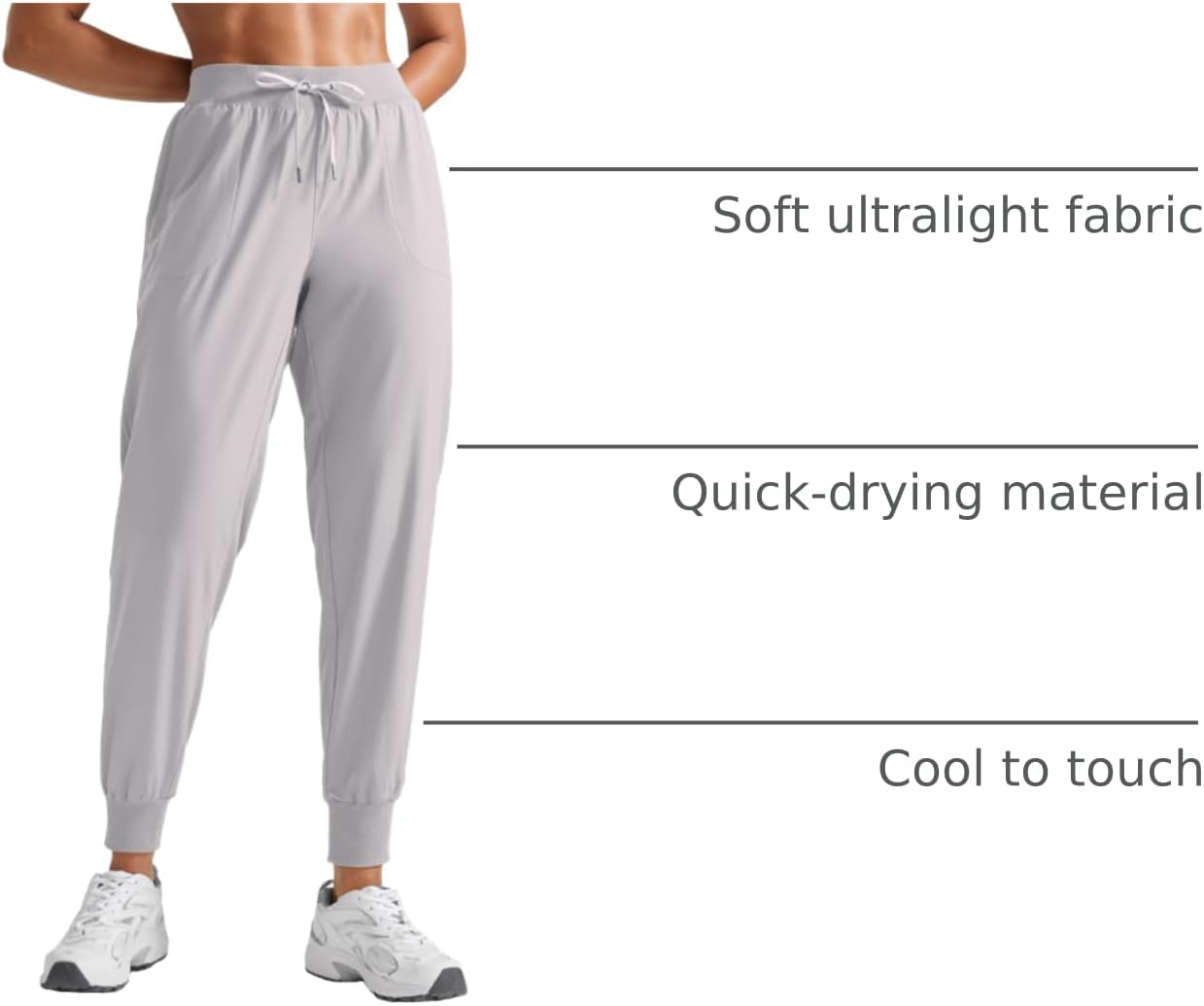 Women'S Lightweight Workout Joggers 27.5" - Travel Casual Outdoor Running Athletic Track Hiking Pants with Pockets