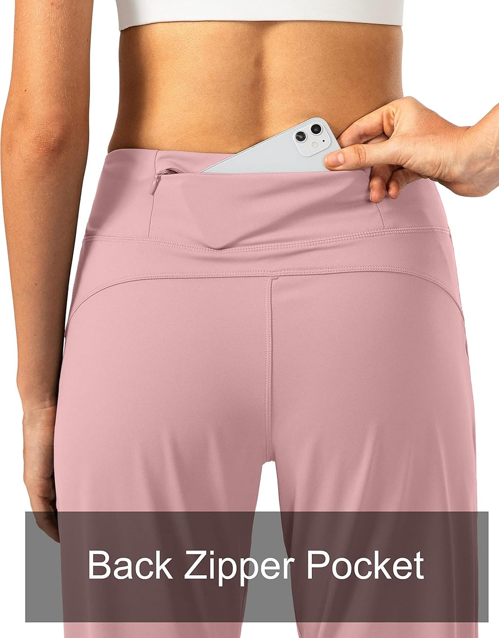 Elevate Your Workout with Our Stylish High-Waisted Women's Joggers Featuring Convenient Zipper Pockets in Pink