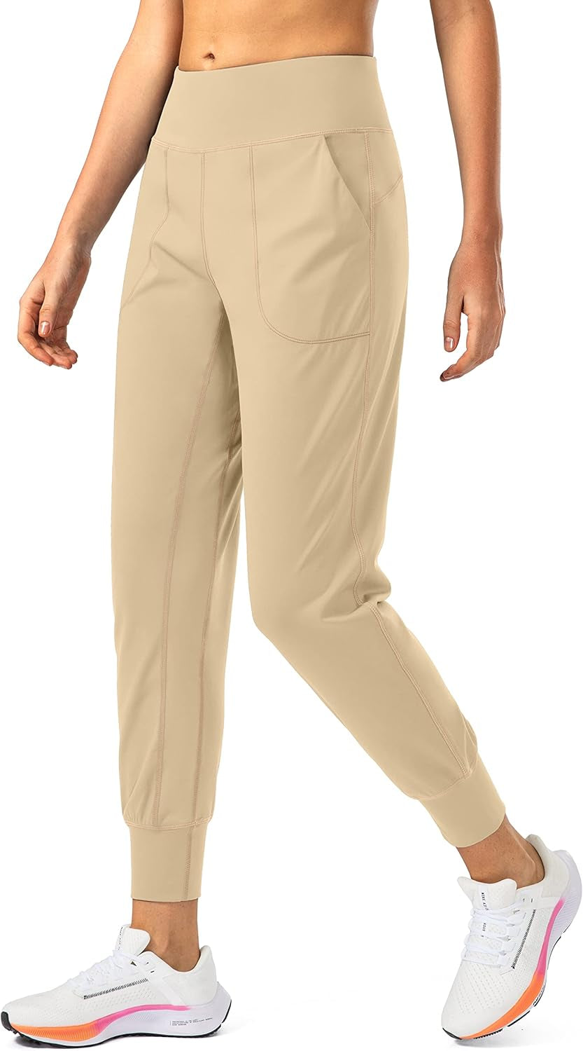 Elevate Your Workout with Soothfeel Women's High Waisted Joggers Featuring Zipper Pockets in Khaki