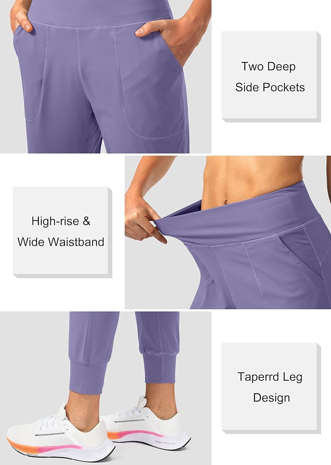 Elevate Your Workout with Soothfeel Women's High-Waisted Joggers - Stylish Athletic Pants with Zipper Pockets for Ultimate Comfort and Performance